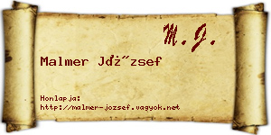 Malmer József névjegykártya